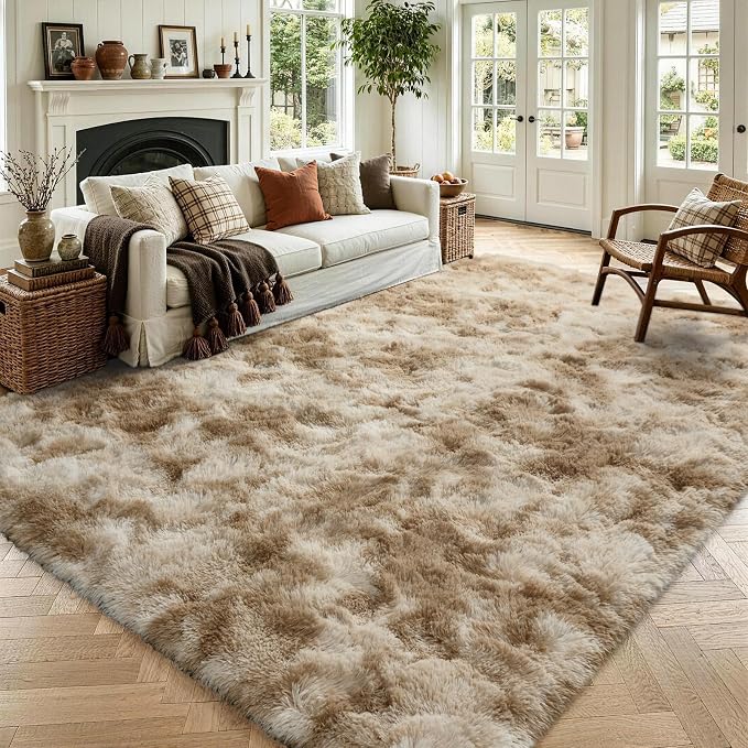 5x7 Tie-Dyed Beige Fluffy Soft Area Rug Non-Slip by ModernHomeDecor