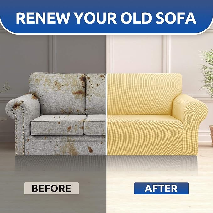 Stretch Oversized Couch Covers for Sofa Slipcover, Champagne | 1-Piece Washable - Image 4