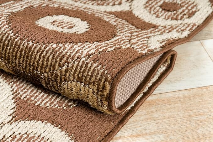 Custom Length Cut to Size Modern Farmhouse Carpet Runner Rug for Hallways, Non Slip Rubber Backed, 31 inch Wide X Customized Length, Geo Brown, 31 inch X 8 feet