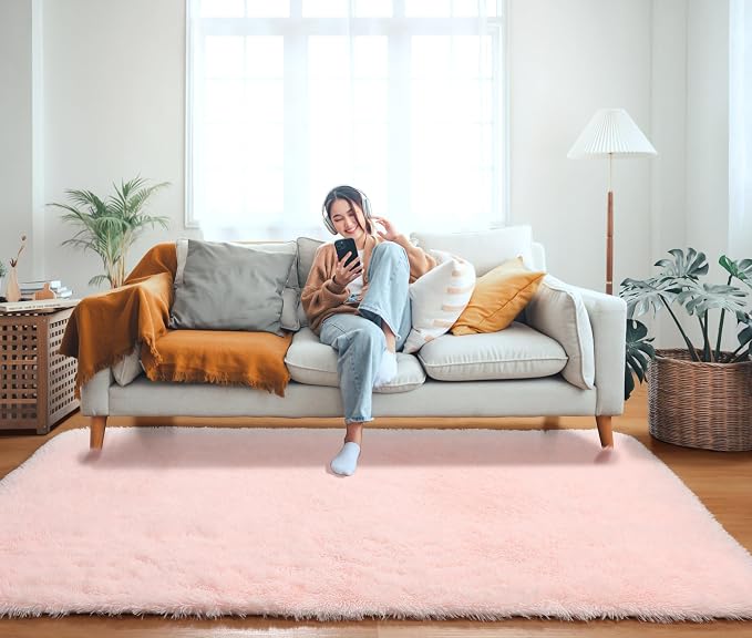 Pink Rugs for Bedroom Girls, Fluffy 4x6 Soft Plush Fuzzy Shaggy Kids Area Rug - Image 8