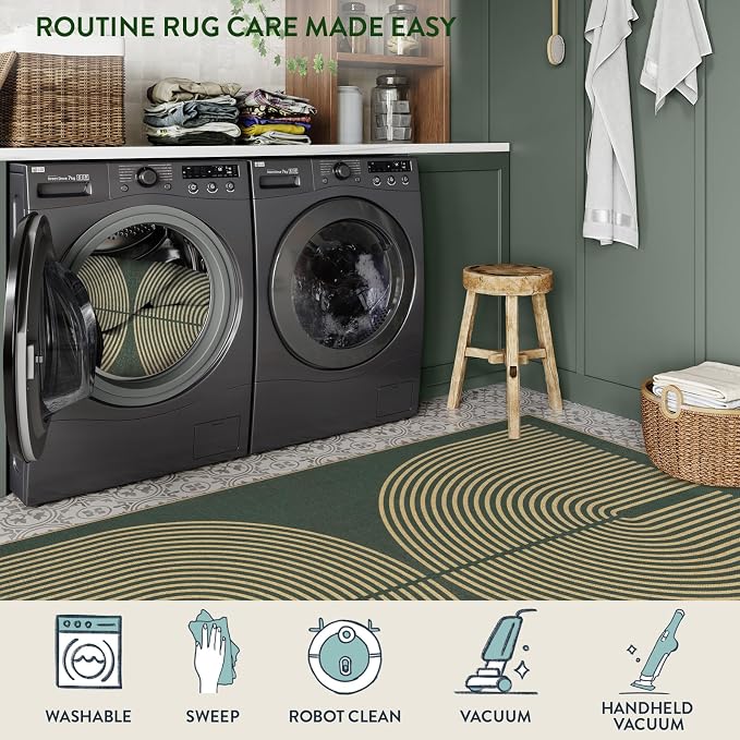 Lahome Enfys Modern Rainbow Easy Jute Entryway Runner Rug, Washable Carpet - Image 6