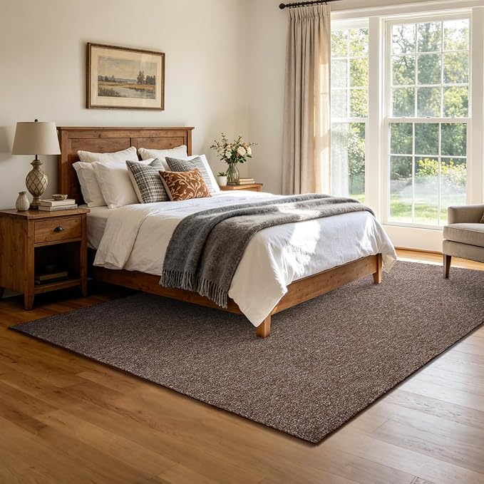5x7 Coffee/White Area Rug Washable Non-Slip Soft - Image 2