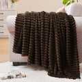 BEDELITE 3D Ribbed Dark Brown Fleece Throw Blanket by BEDELITE