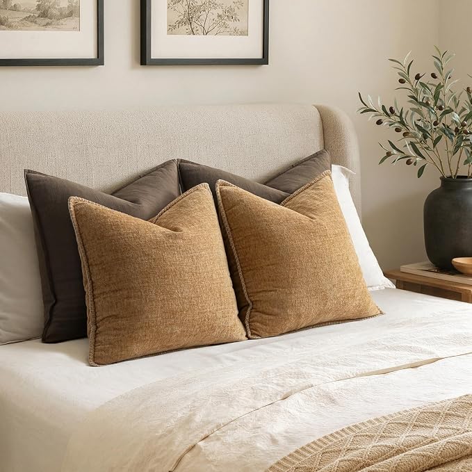 MIULEE Decorative Couch Throw Pillow Covers 18x18 Inch Apricot Brown 2 Pack | - Image 6