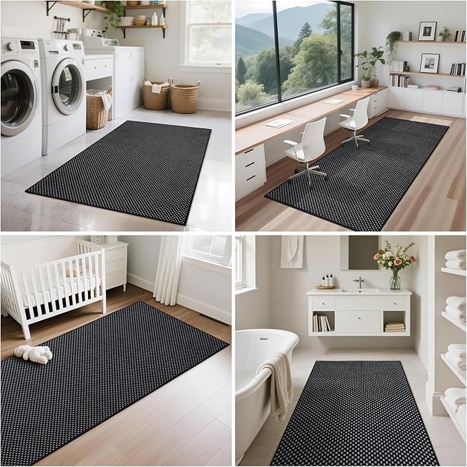 Hallway Runner Rug Woven Washable Long Kitchen Runner Black 2x5 ft | Boho Soft - Image 8