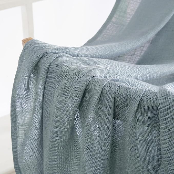 MIULEE Dusty Blue Linen Curtains 52x72 Inch 2 Panel - Image 5