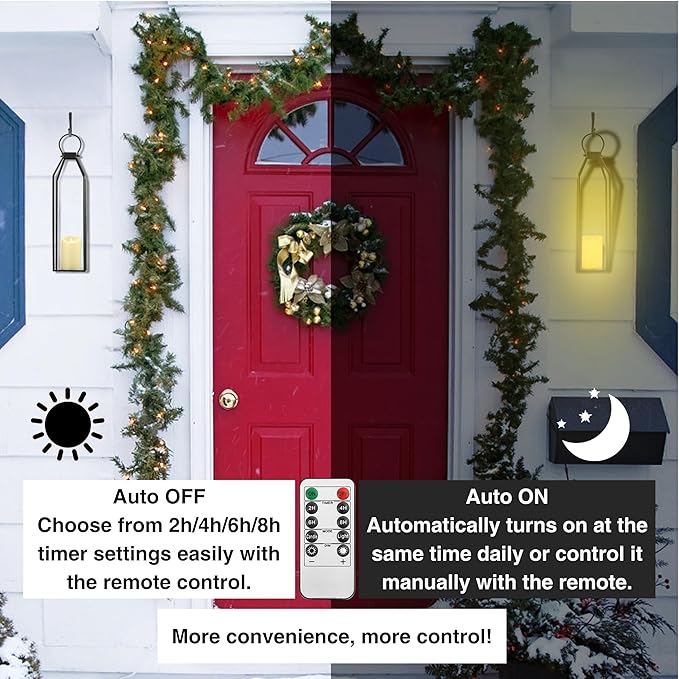 Perfnique Modern Farmhouse Lantern Decor, 15'' 13'' Set of 2 Black Metal Lantern, 2 LED 6hr Timer Flameless Candles ＆ Remote Timer, Lanterns Decorative for Outdoor, Home, Indoor, Patio, Christmas