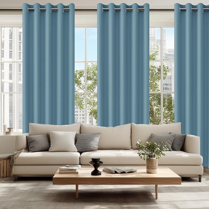 Blackout Curtains for Bedroom, Stone Blue 60 x 84 Inch, 2 Panels | Thermal - Image 6