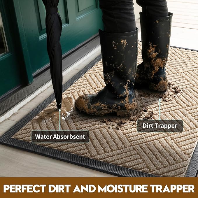 Front Door Mat, Heavy Duty Waterproof Doormat 31.5"x20", Stain Fade Resistant - Image 3