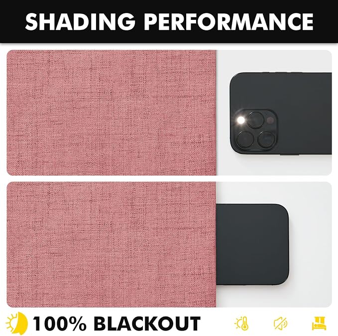 MIULEE 100% Blackout Linen Curtains 42 x 63 Inch Dusty Rose Pink 2 Panels | - Image 7