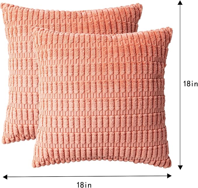 Aegero Pack of 2 Corduroy Decorative Throw Pillow Covers 18x18 Inch - Image 7