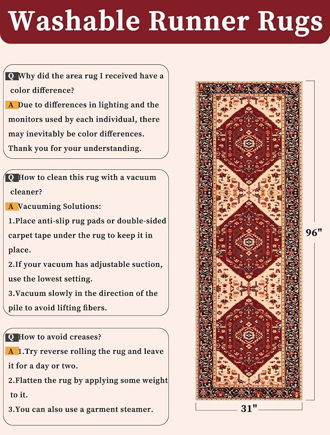 SERISSA 2'6"x8' Washable Non Slip Boho Runner Rug - Image 6