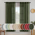 MIULEE Olive Green Linen Curtains 37x72 Inch 2 Panels by MIULEE