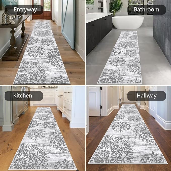 HEBE Hallway Runner Rug 2'8''x12', Washable Non Slip Kitchen Rug Runner | Soft - Image 5