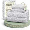 LANE LINEN 100% Organic Cotton Printed Full Size Sheet & Pillowcase Sets, 15" Deep Pocket Fully Elasticized Soft & Comfy Percale Bedding, Eco Friendly Cotton Sheets Full- Haze Grey