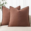 MIULEE Decorative Linen Pillow Covers 20x20 Inch Rust Red | Boho Farmhouse​ by MIULEE