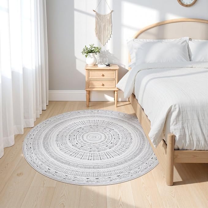 cotiled 5x5 Round Rug 5ft Circle Living Room Boho Area Rugs | Solve Modern - Image 2
