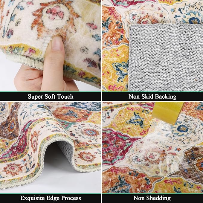 HEBE Hallway Runner Rug 2'x10', Washable Non Slip Kitchen Rug Runner | Soft - Image 3