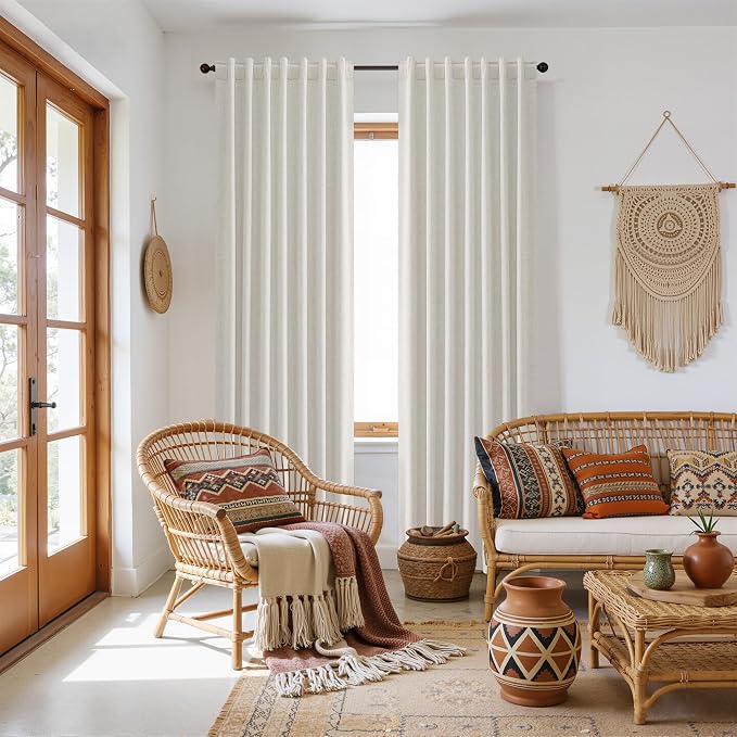100% Blackout Boho Curtains 80 Inch Long 2 Panels Set - Image 8