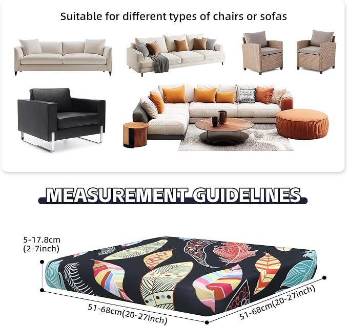 8Pcs Patio Cushion Covers, Outdoor Stretch Cushion Covers, Washable | Stretch - Image 2