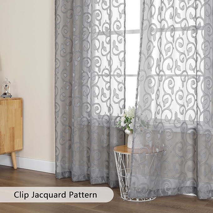 Furman Sheer Charcoal Gray Curtains 90 inches Long - Image 4