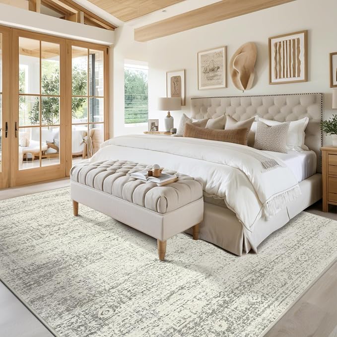 Washable Rugs 5x7 Area Rugs for Living Room, Dining Room-Beige Green | Ultra - Image 7