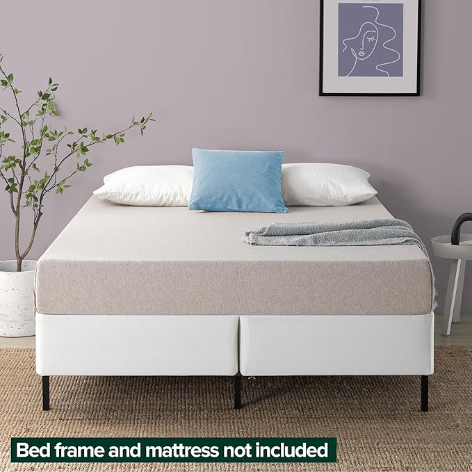 ZINUS 9 Inch Box Spring with Cover, No Assembly Mattress Foundation, Sturdy Metal Structure, Split Queen, White