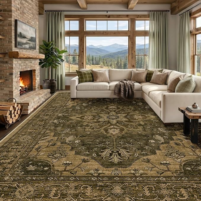 RELEANY Washable Area Rug, Large 10'x14', Water Repellent, Pet Friendly by RELEANY