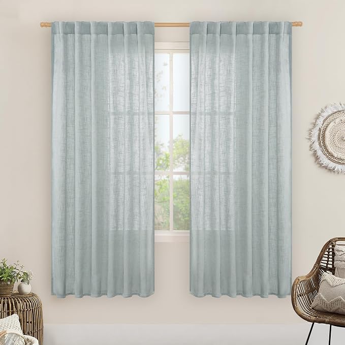 Light Filtering Linen Curtains 68 inches Long by LAMIT