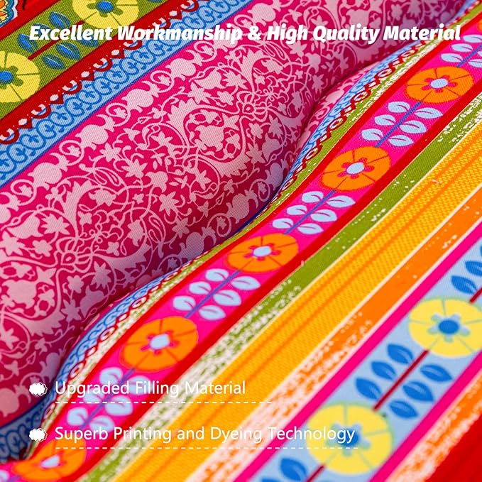 MAXYOYO Bohemian Retro Floor Mattress Vintage Floral Japanese Futon Mattress Roll Up Thicken Sleeping Bed Portable Camping Mattress Floor Lounger Couch Bed Mattress Pad, Twin Size
