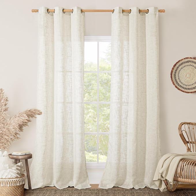 Linen Sheer Curtains 84 Inches Long by LAMIT