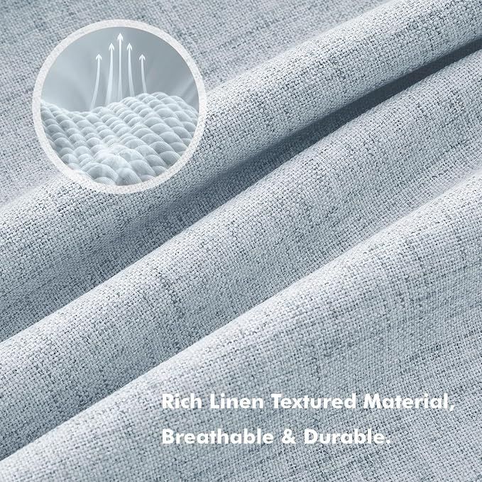 MIULEE 100% Blackout Linen Curtains 42 x 90 Inch Chambray Blue 2 Panels | - Image 3
