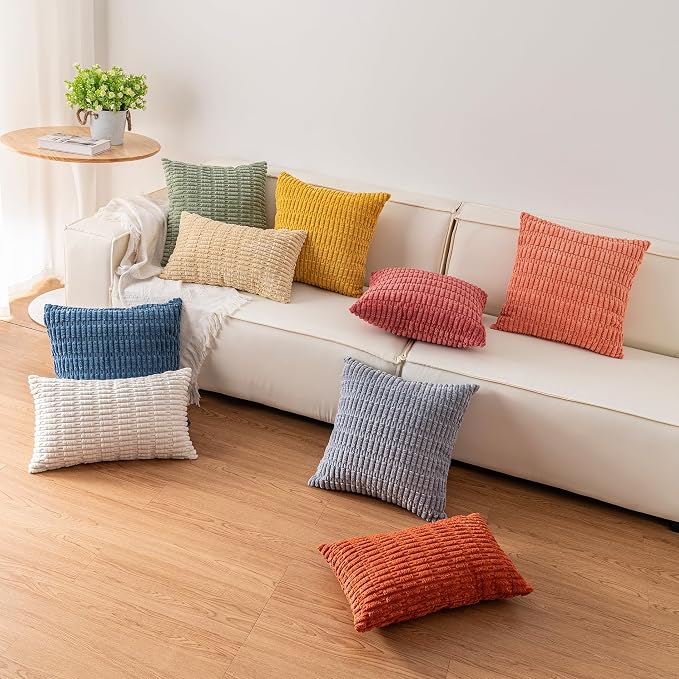 Aegero Pack of 2 Corduroy Decorative Throw Pillow Covers 16x16 Inch - Image 6