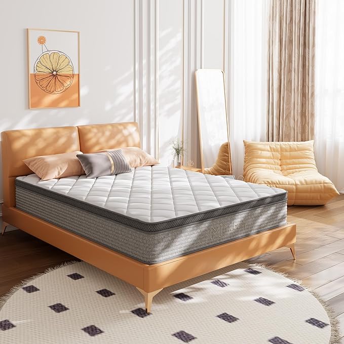 Full Mattress,10 Inch Full Size Hybrid Memory Foam and Individual Pocket Spring,Motion Isolation,Medium Firm Mattress,Pressure Relief,CertiPUR-US,100 Nights Trial
