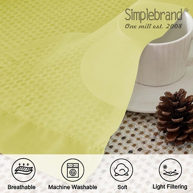 Simplebrand Lemon Sheer Curtains 63 Inch Length 2 Panels, Rod Pocket Solid - Image 5