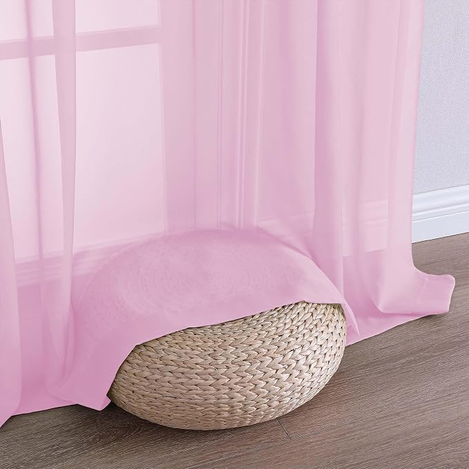Light Pink Sheer Curtains 120 Inches Long 2 Panels Set, 59 Inch Extra Wide Soft - Image 5