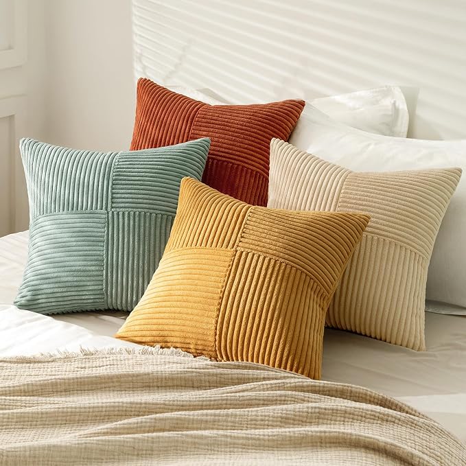 MIULEE Fall Teal Orange Decorative Throw Pillow Covers 18x18 Inch Set of 4 Boho - Image 4