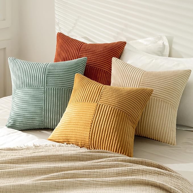 MIULEE Fall Teal-Orange Decorative Throw Pillow Covers 22x22 Inch Set of 4 Boho - Image 3