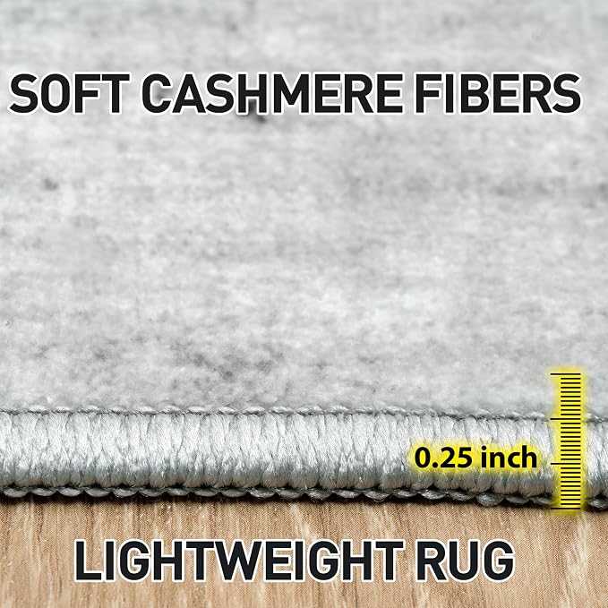 2'6''x8' Runner Rugs Washable Rug: Modern Abstract Black White Grey Carpet | - Image 6