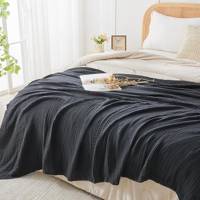 EMME Muslin Blankets for Adults Throw Blanket for Couch Breathable Gauze Soft - Image 5