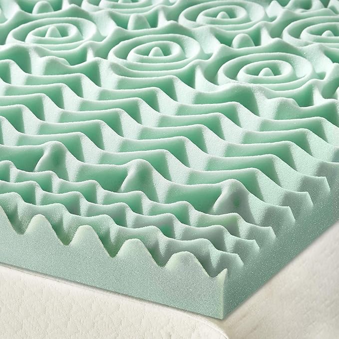 Mellow 1.5 Inch 5-Zone Memory Foam Mattress Topper, Calming Aloe Infusion, Dorm Essentials, Twin