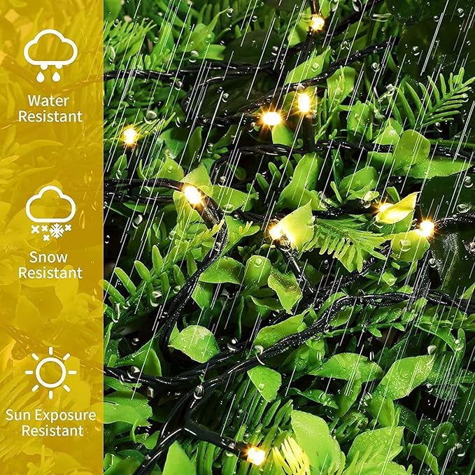 QUWIN Waterproof LED Outdoor Christmas String Lights, 115Ft 300 LED UL Certified 8 Modes with End-to-End Plug, Indoor & Outside Fairy Light for Christmas Tree, Patio, Wedding, Party (Warm White)