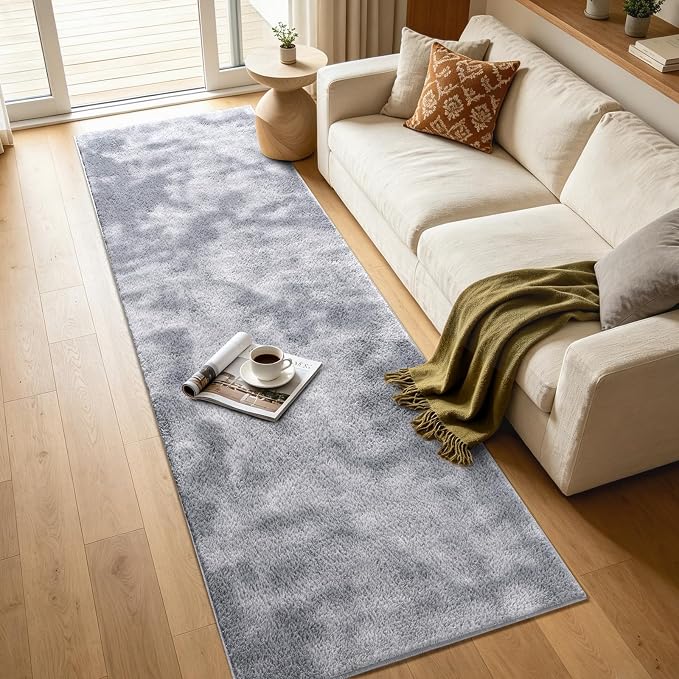 2x8 Tie-dye Light Grey Runner Rug Washable Non-Slip - Image 7