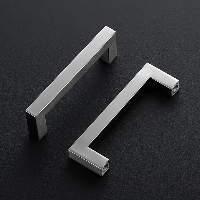 Ravinte 15 Pack Brushed Nickel Kitchen Cabinet Handles 4-1/2 Inch Cabinet Pulls Square Kitchen Hardware for Cabinet Drawer Pulls Drawer Handles Come with Screwdriver