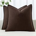 MIULEE Decorative Linen Euro Sham Pillow Covers 24x24 Dark Brown | Boho by MIULEE