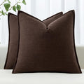 MIULEE Decorative Linen Euro Sham Pillow Covers 28x28 Inch Dark Brown | Boho by MIULEE