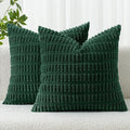 MIULEE Corduroy Decorative Throw Pillow Covers 18x18 Dark Green Pack of 2 | by MIULEE