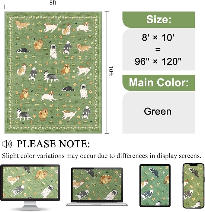 DUKINO 8x10 Area Rug, Washable Dog Rugs - Image 2