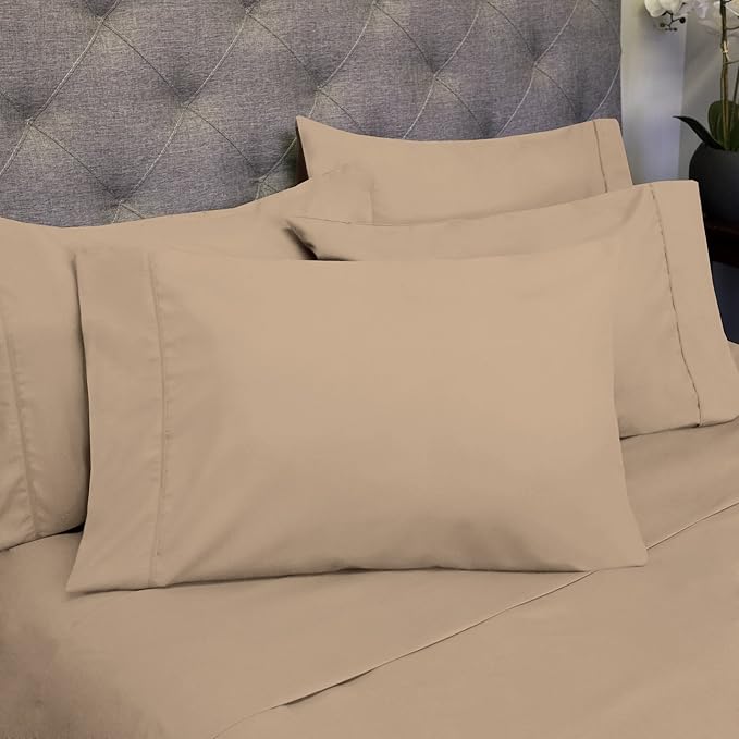King Size Bed Sheets - 6 Piece 1500 Supreme Collection Fine Brushed Microfiber Deep Pocket King Sheet Set Bedding - 2 Extra Pillow Cases, Great Value, King, Taupe