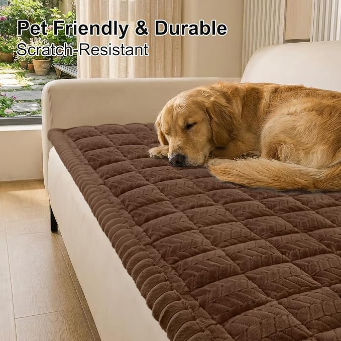 Smiry Couch Cover for Dogs, Non Slip Fuzzy Pet Sofa Arm Covers Washable | Sofa - Image 2